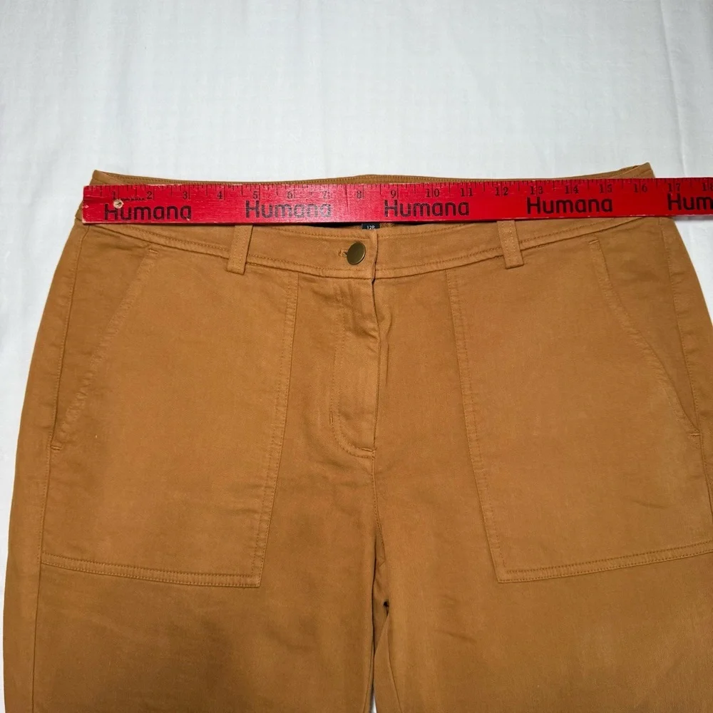 Eileen Fisher Organic Cotton Cozy Stretch Dark Clay Slim Pants Size 12P Casual - Picture 4 of 9